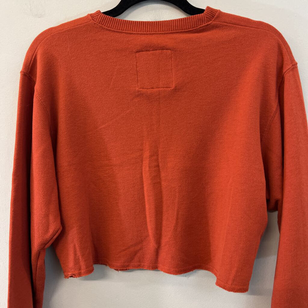Hollister Orange Cropped Long Sleeve Pullover Extra Small