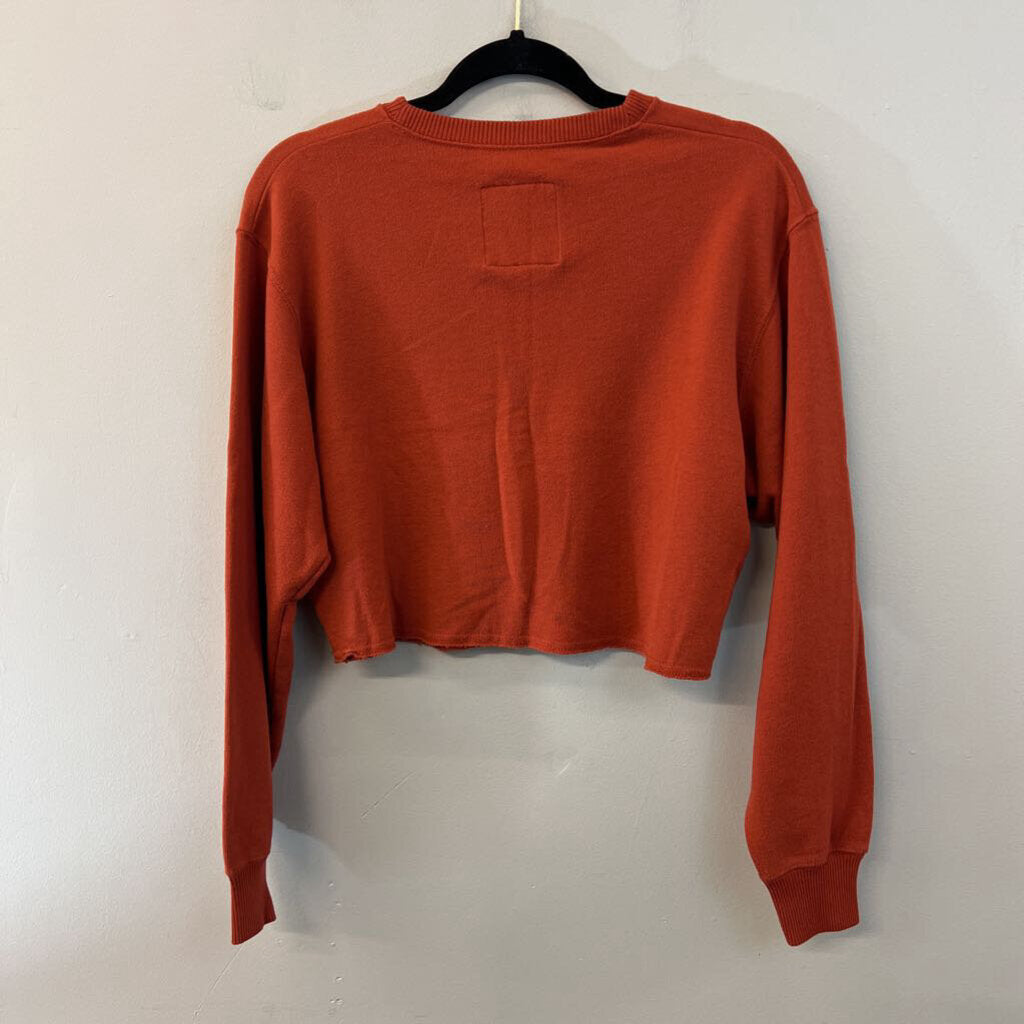 Hollister Orange Cropped Long Sleeve Pullover Extra Small
