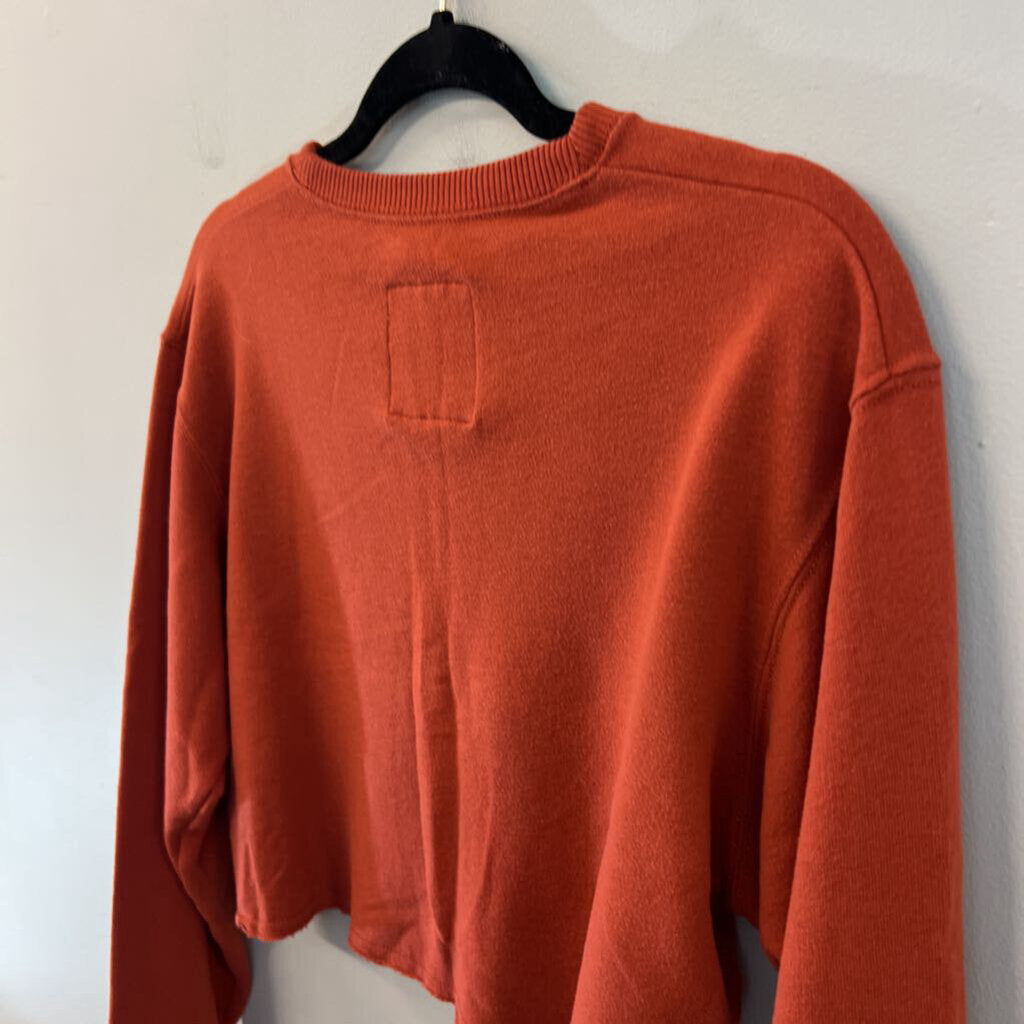 Hollister Orange Cropped Long Sleeve Pullover Extra Small