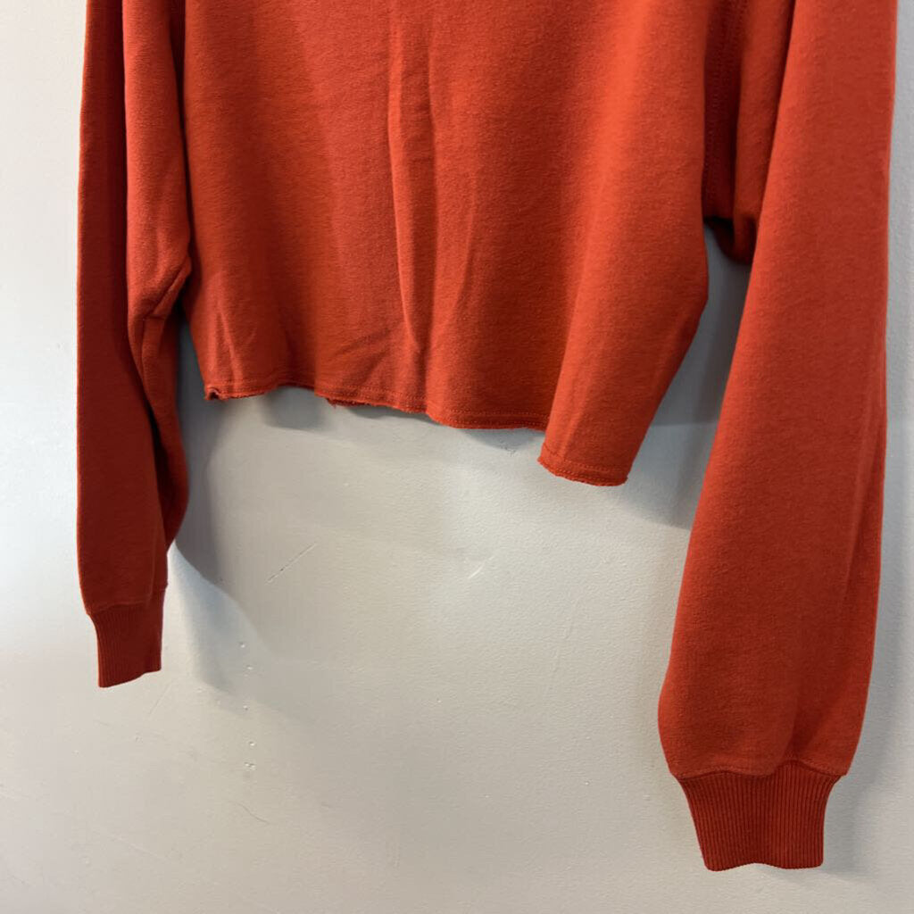 Hollister Orange Cropped Long Sleeve Pullover Extra Small