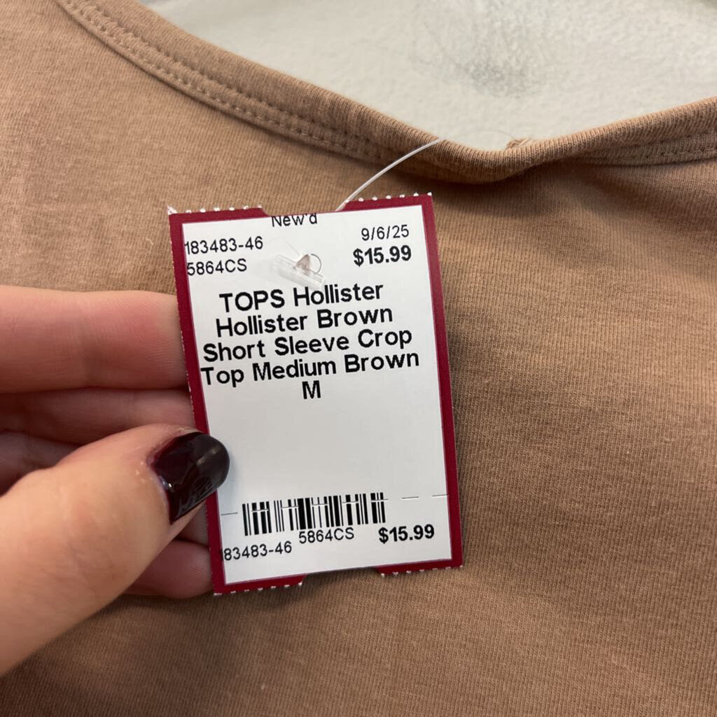 Hollister Brown Short Sleeve Crop Top Medium