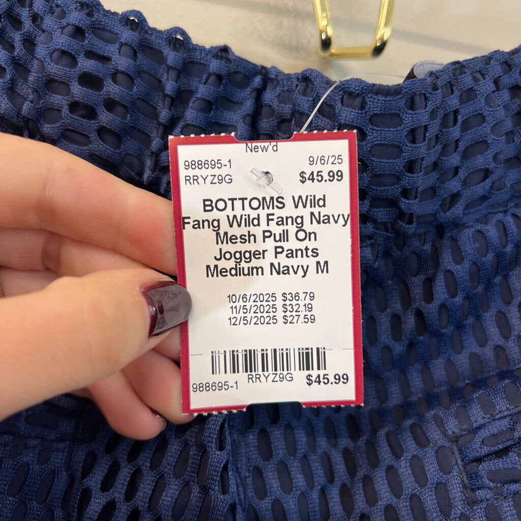 Wild Fang Navy Mesh Pull On Jogger Pants Medium