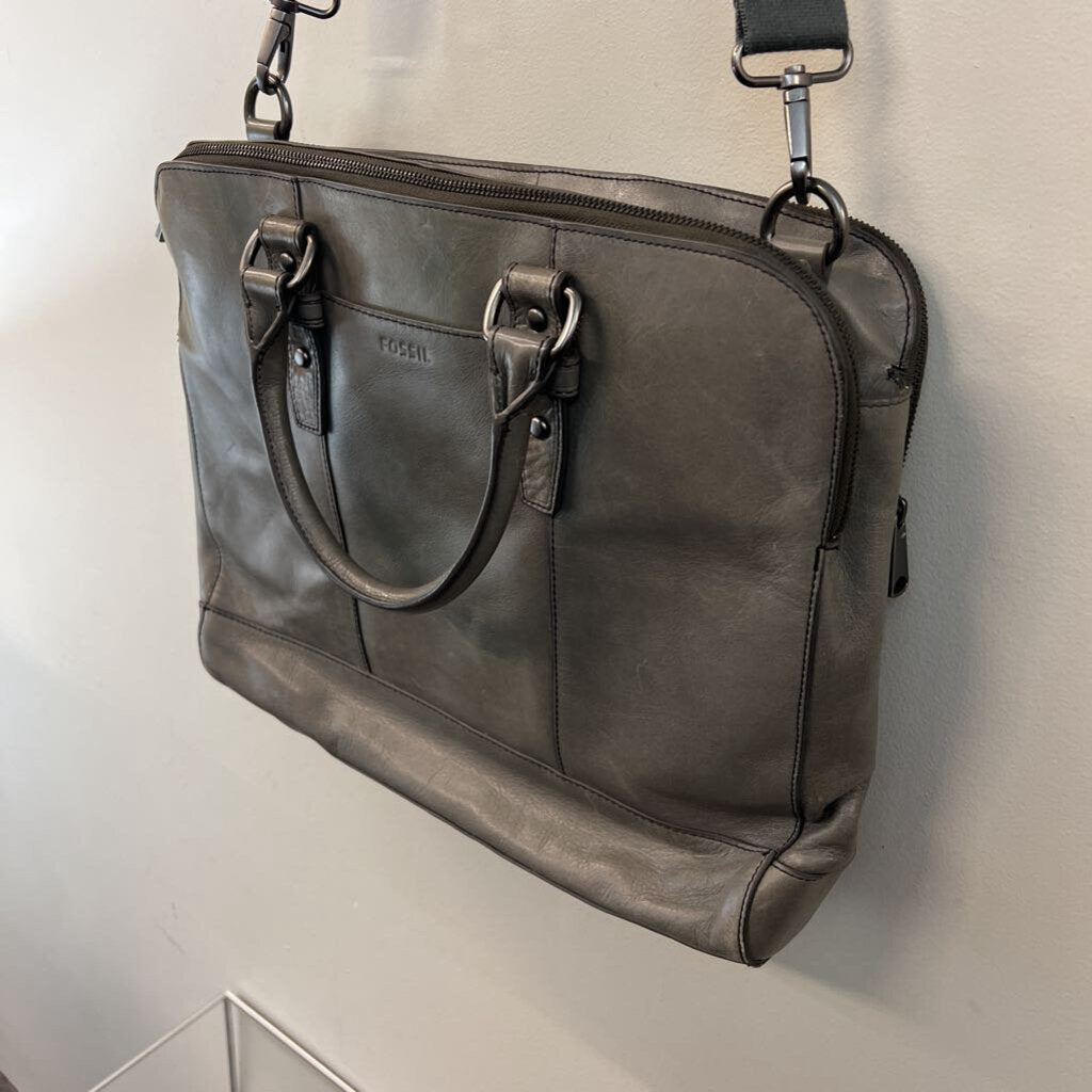 Fossil Grey Leather Messenger Purse