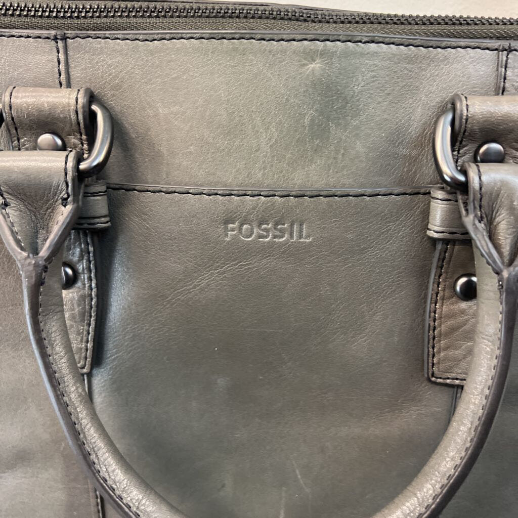 Fossil Grey Leather Messenger Purse