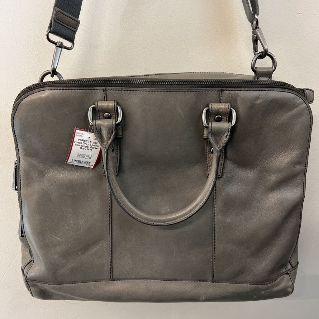 Fossil Grey Leather Messenger Purse