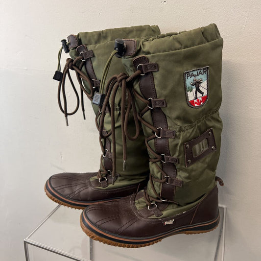 Pajar Green/ Brown Grip Leather Lace Up Boots 9-9.5