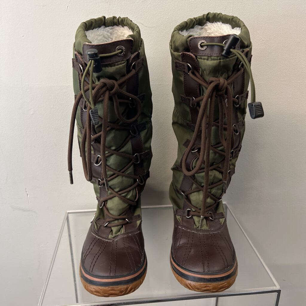 Pajar Green/ Brown Grip Leather Lace Up Boots 9-9.5