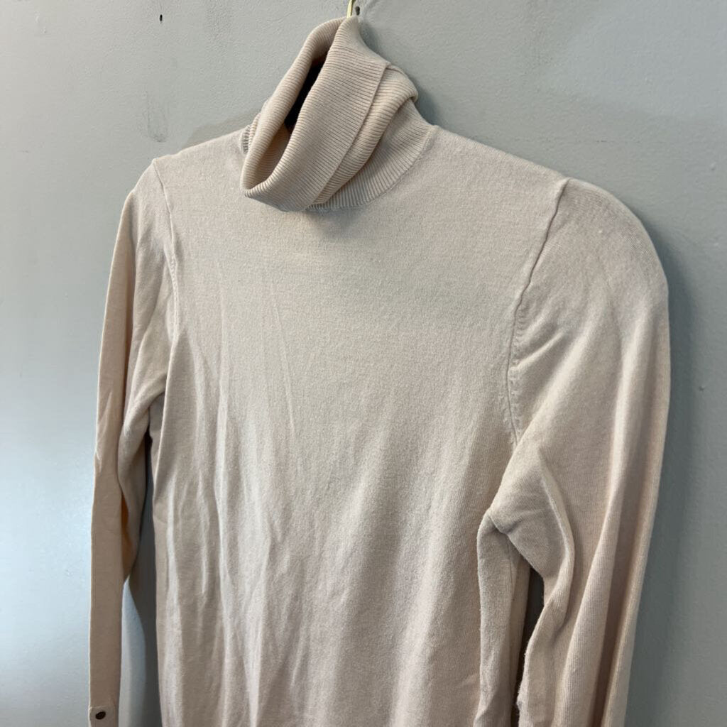Zara Cream Knit Turtleneck Top Medium