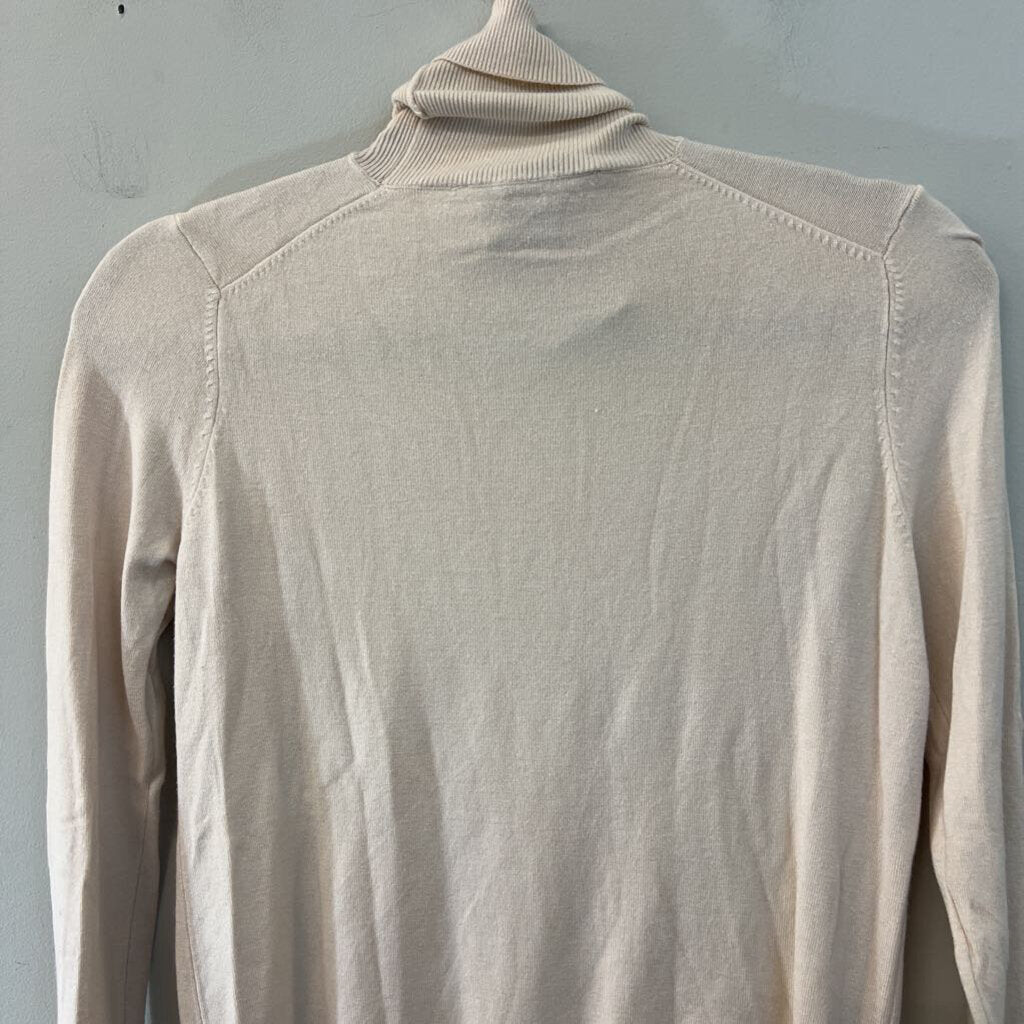Zara Cream Knit Turtleneck Top Medium