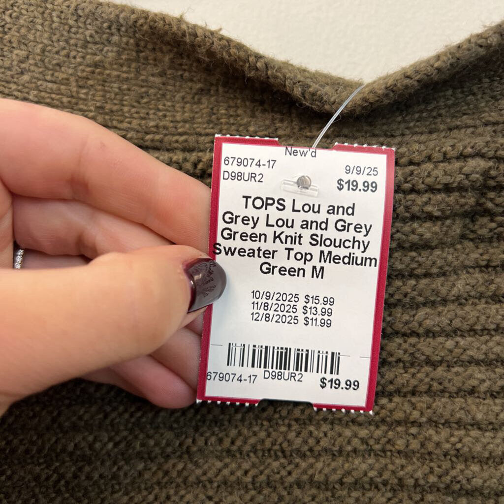 Lou and Grey Green Knit Slouchy Sweater Top Medium