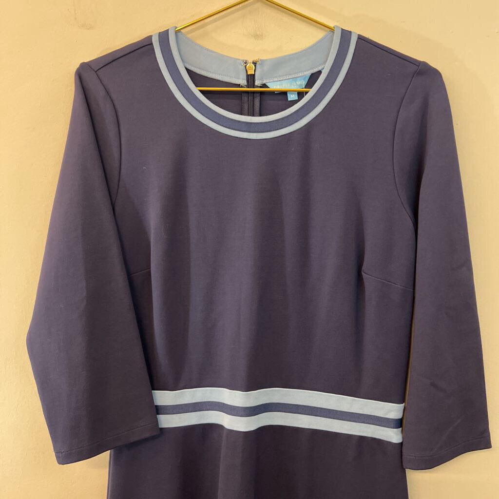 Draper James Navy/ Blue Trim Long Sleeve Dress Medium