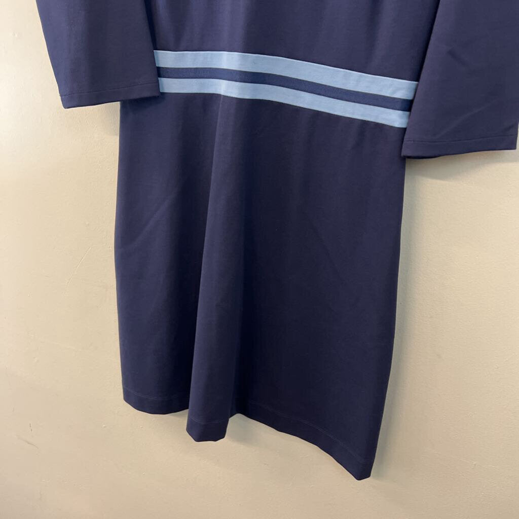 Draper James Navy/ Blue Trim Long Sleeve Dress Medium