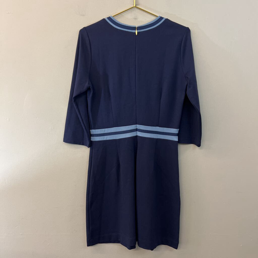 Draper James Navy/ Blue Trim Long Sleeve Dress Medium