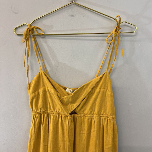 Zara Yellow Linen Blend Maxi Dress Medium