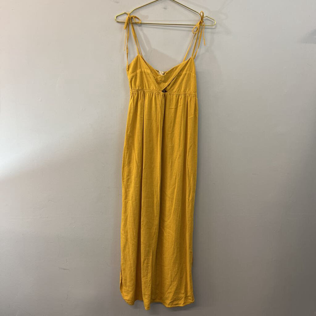 Zara Yellow Linen Blend Maxi Dress Medium