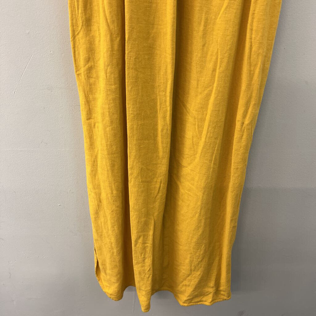 Zara Yellow Linen Blend Maxi Dress Medium
