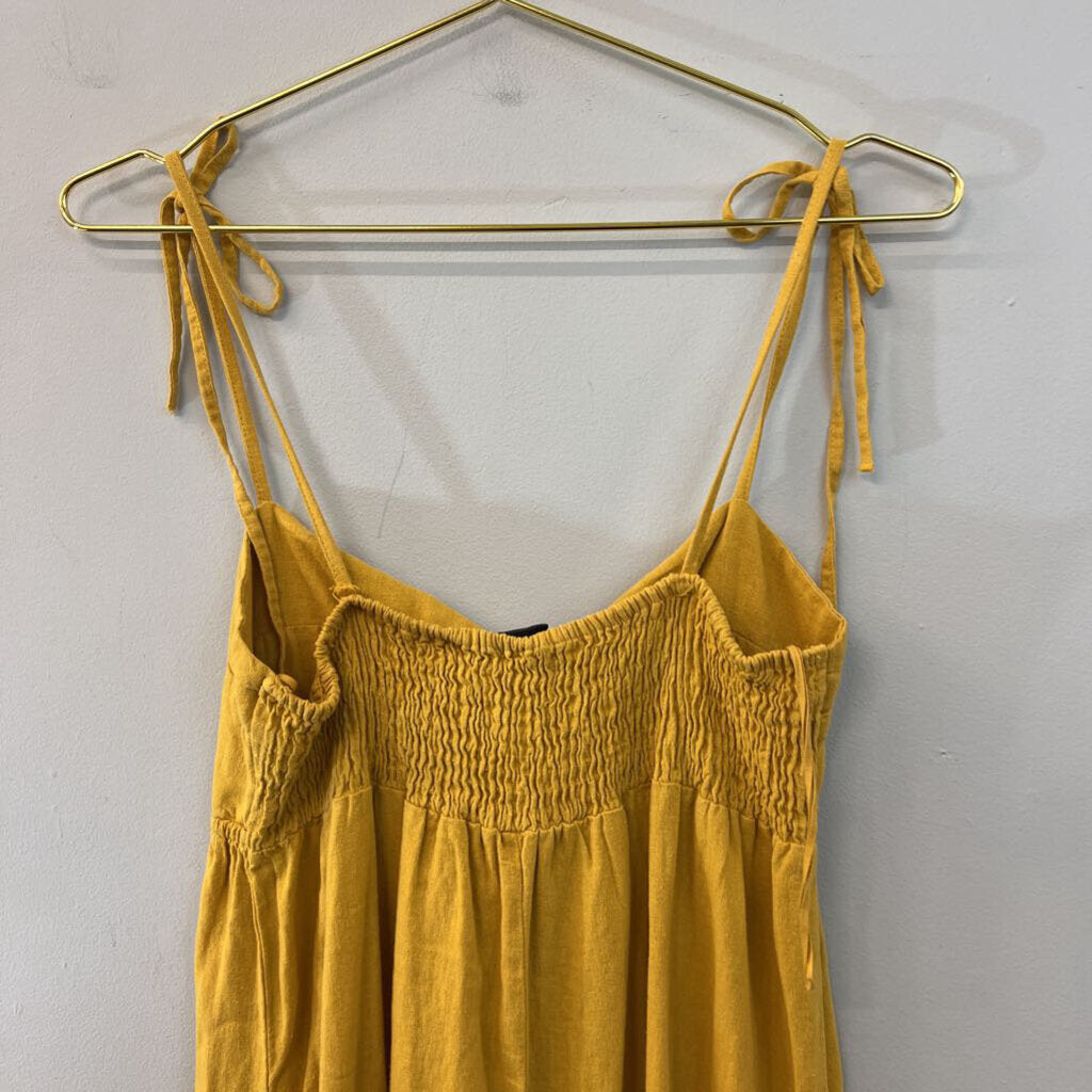 Zara Yellow Linen Blend Maxi Dress Medium