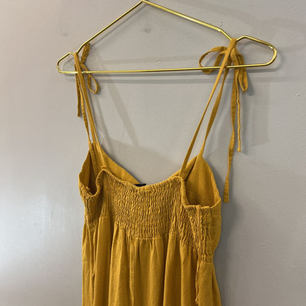 Zara Yellow Linen Blend Maxi Dress Medium