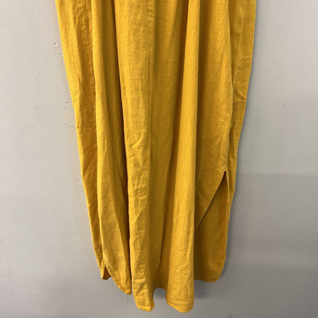 Zara Yellow Linen Blend Maxi Dress Medium