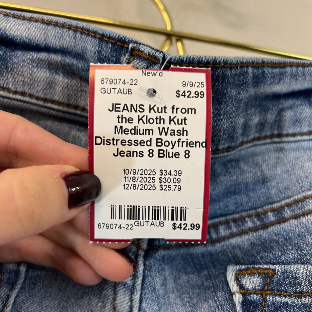 Kut Medium Wash Distressed Boyfriend Jeans 8