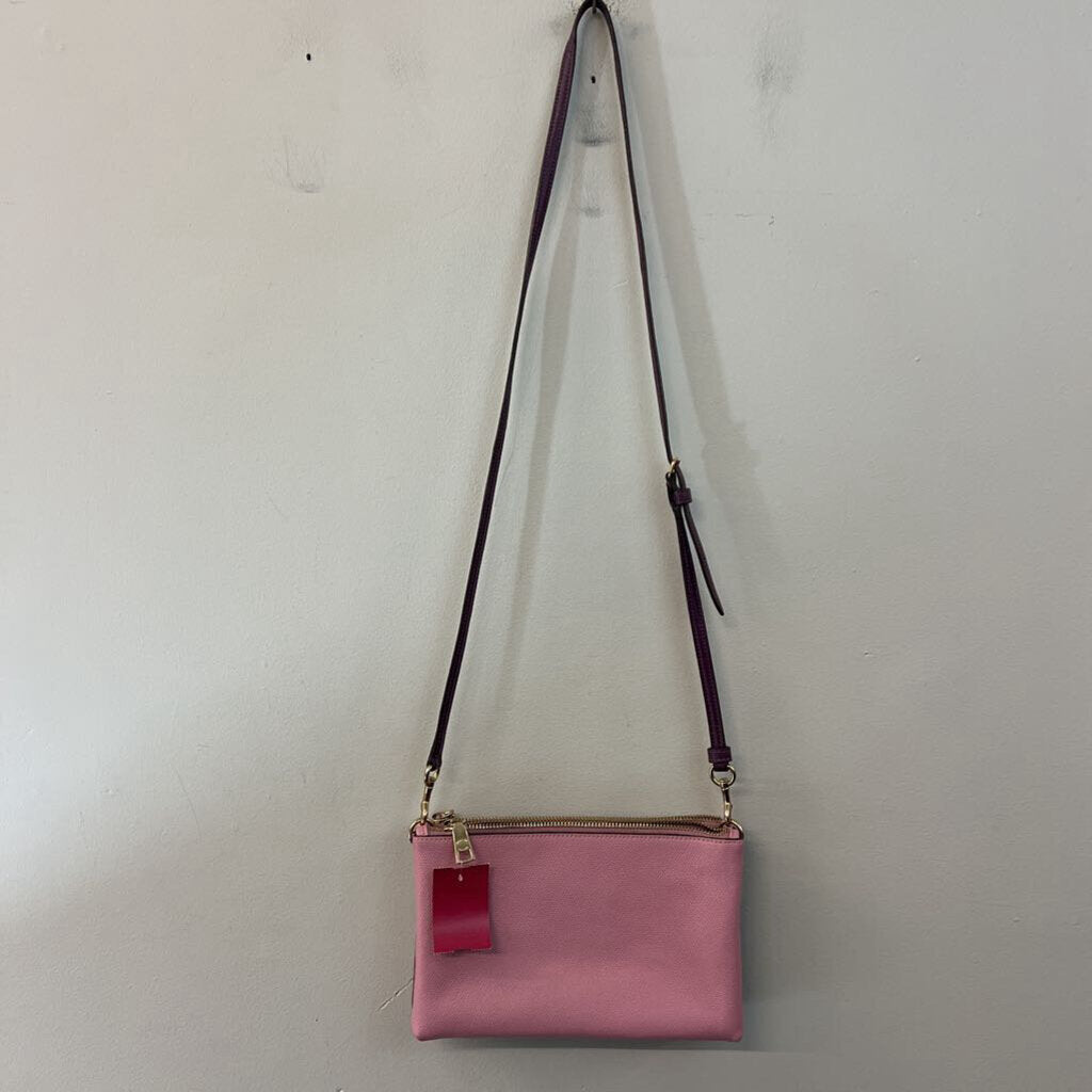 Coach Brown/ Purple Lyla Signature Print Double Zip Crossbody Purse