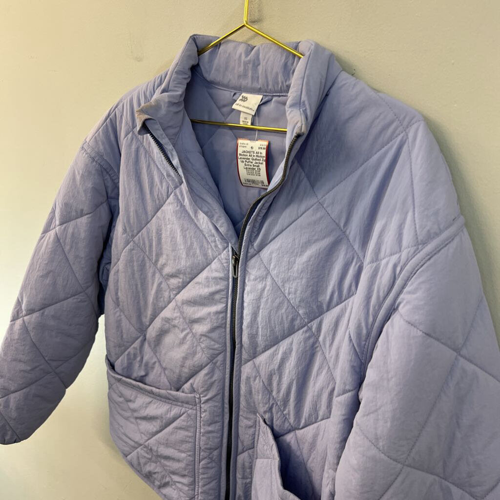 All In Motion Lavender Quilted Zip Up Puffer Jacket Extra Small