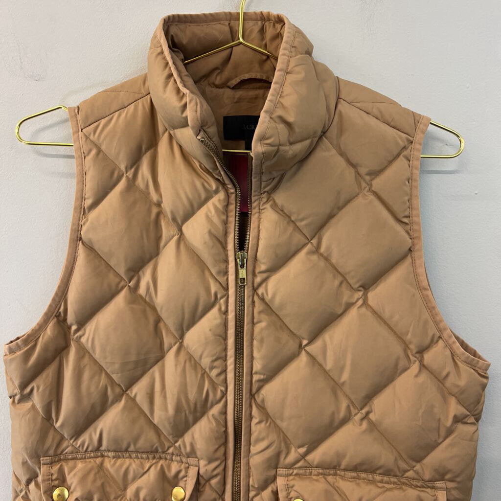 J Crew Brown Quilted Zip Up Puffer Vest Small