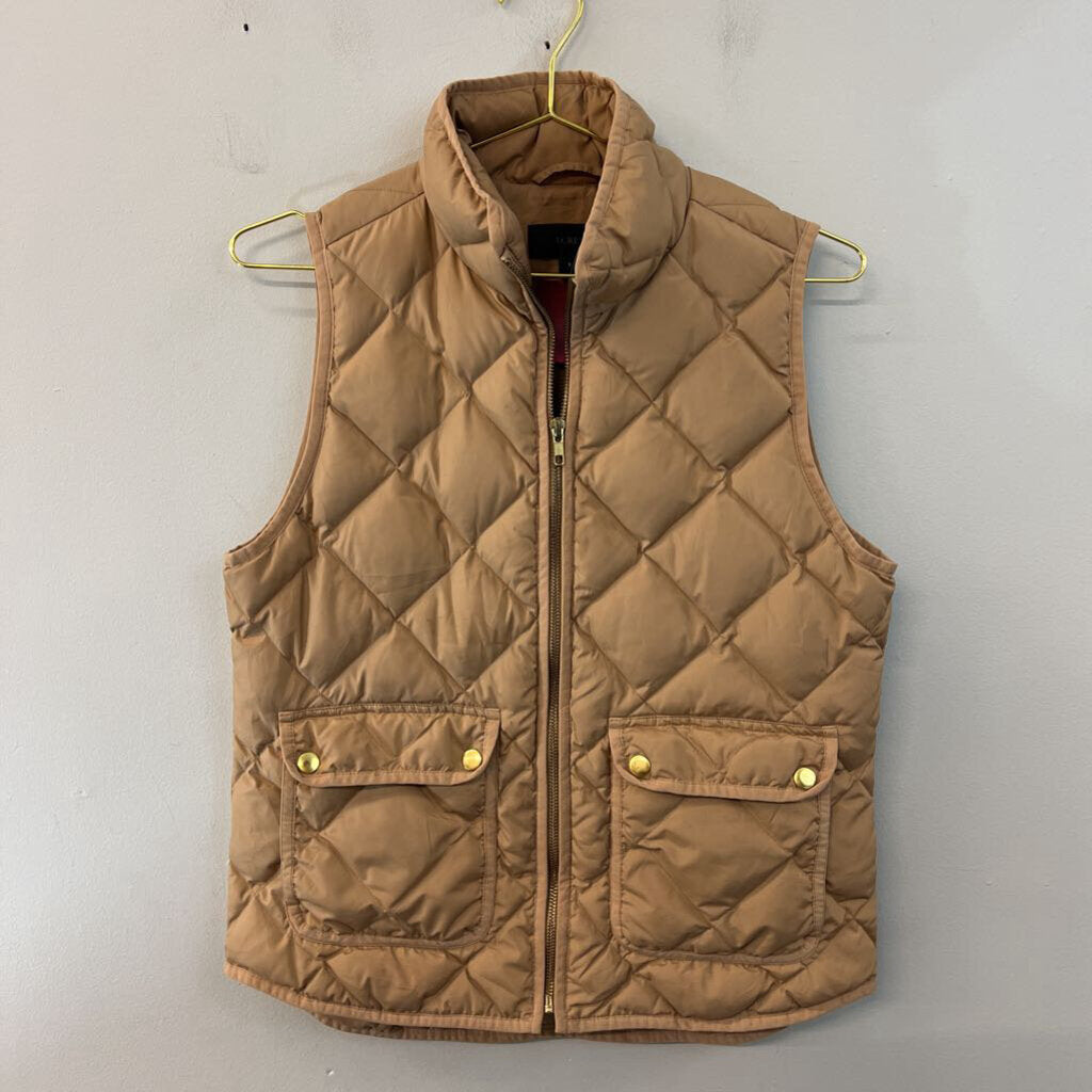 J Crew Brown Quilted Zip Up Puffer Vest Small