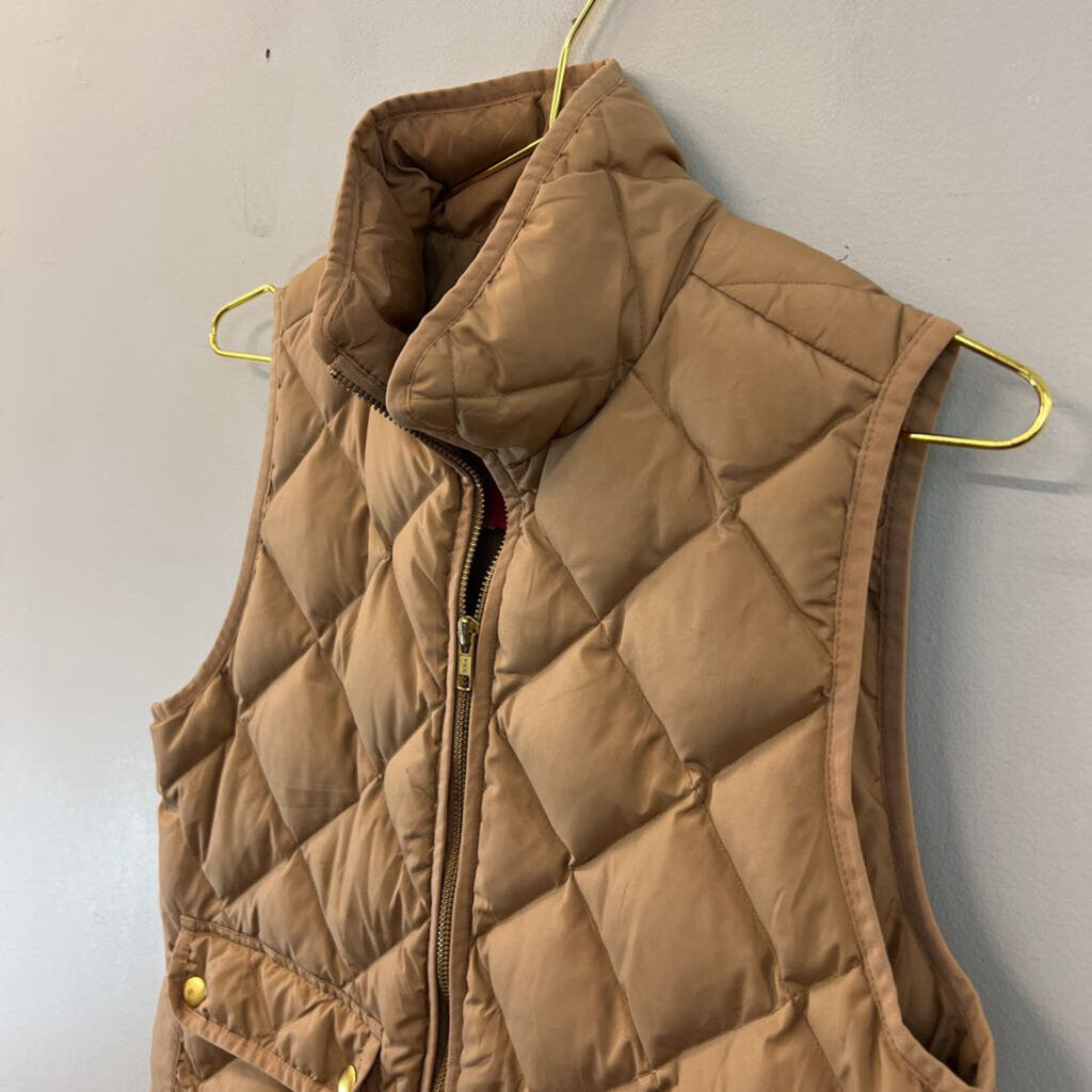 J Crew Brown Quilted Zip Up Puffer Vest Small