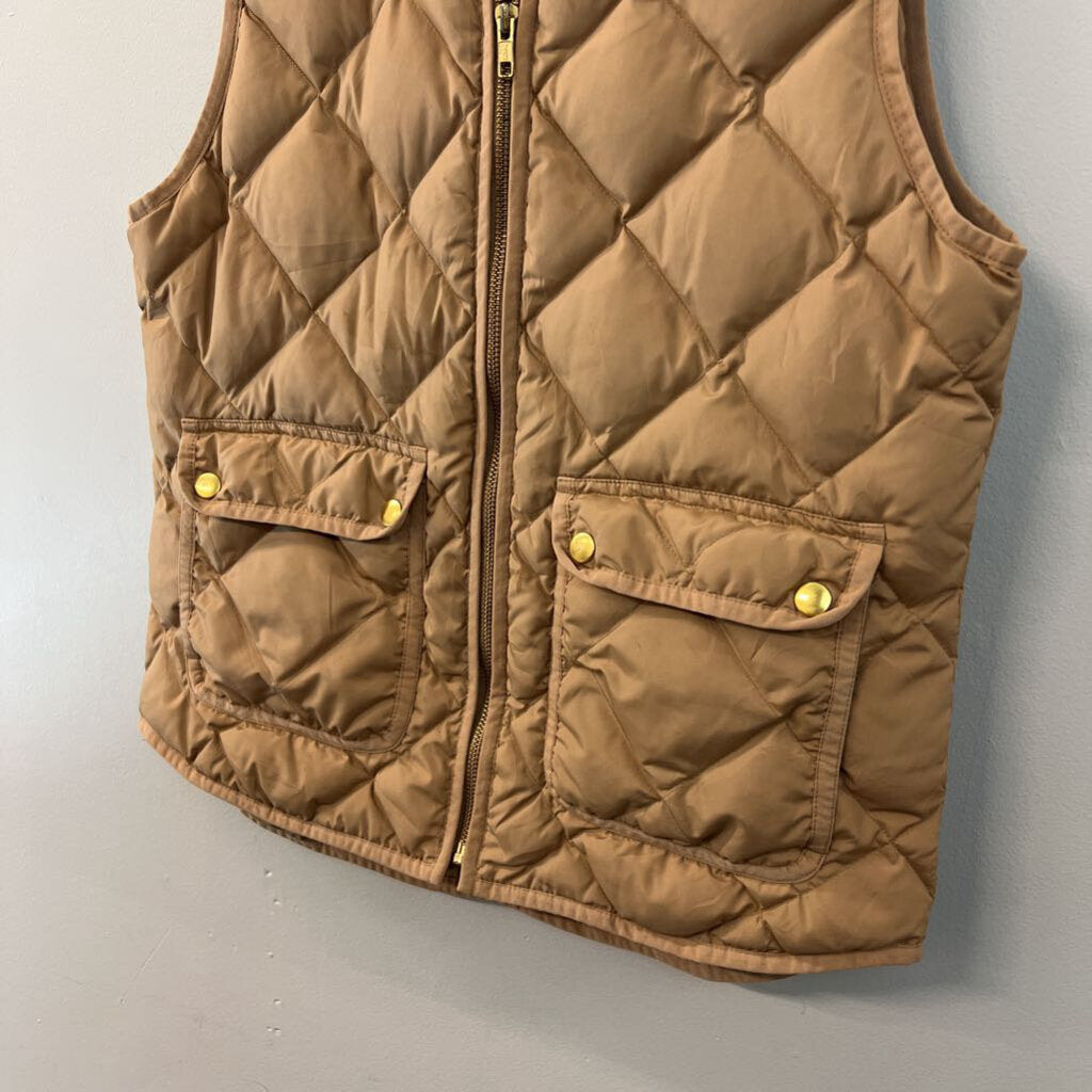 J Crew Brown Quilted Zip Up Puffer Vest Small