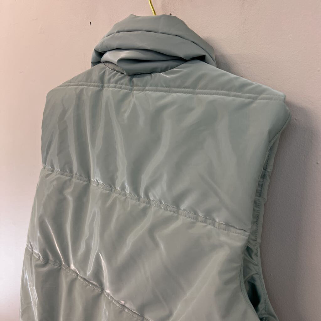 Wild Fable Light Blue Cropped Zip Up Puffer Vest Medium