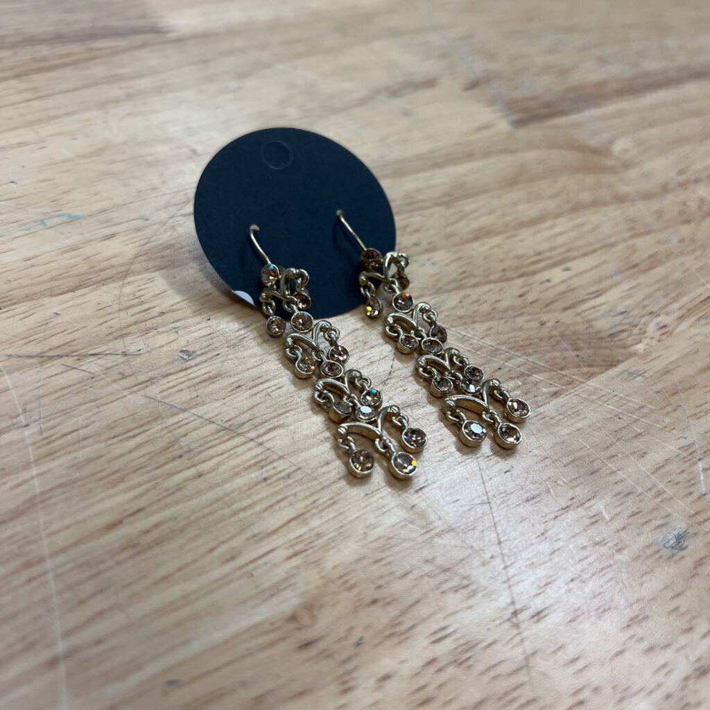 Gold Sparkle Layered Drop Earrings