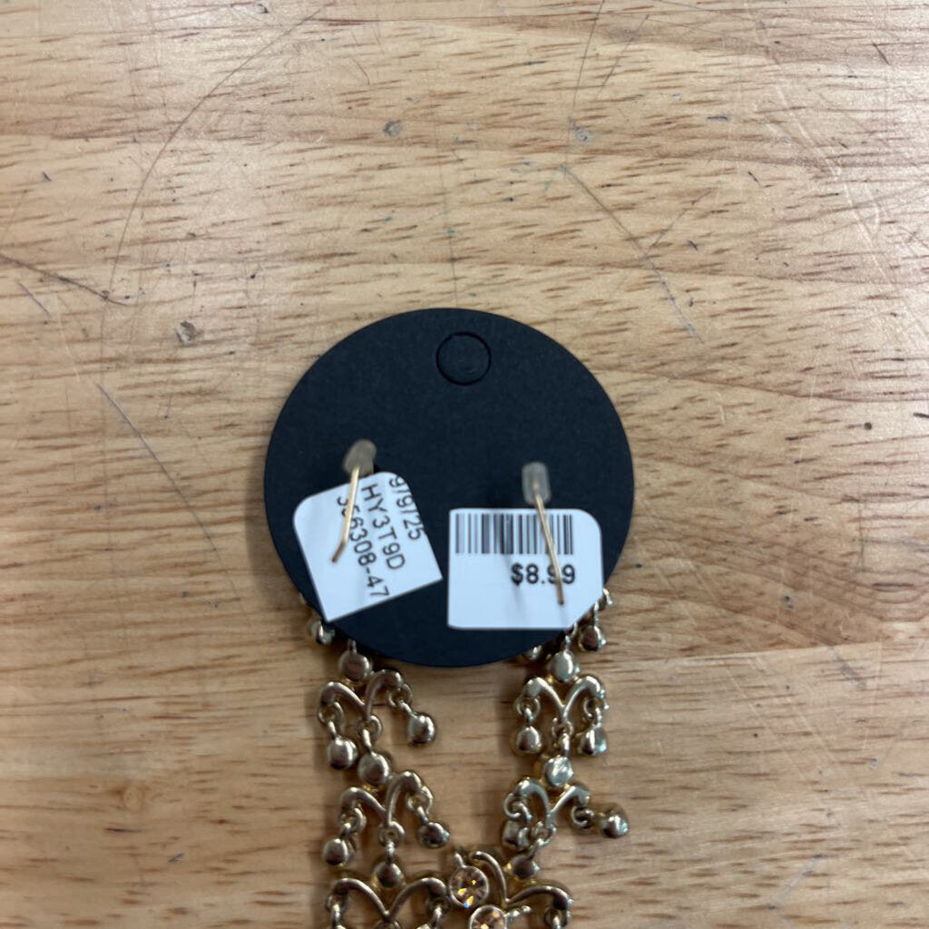 Gold Sparkle Layered Drop Earrings