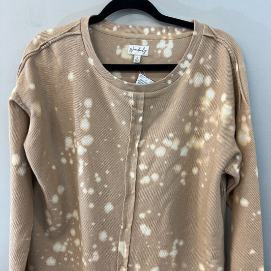 Wonderly Brown/ White Acid Wash Long Sleeve Top Small