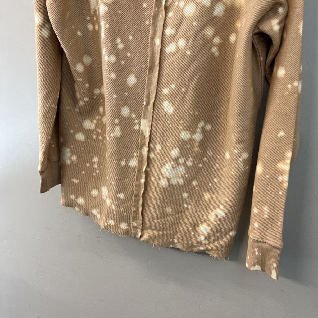 Wonderly Brown/ White Acid Wash Long Sleeve Top Small