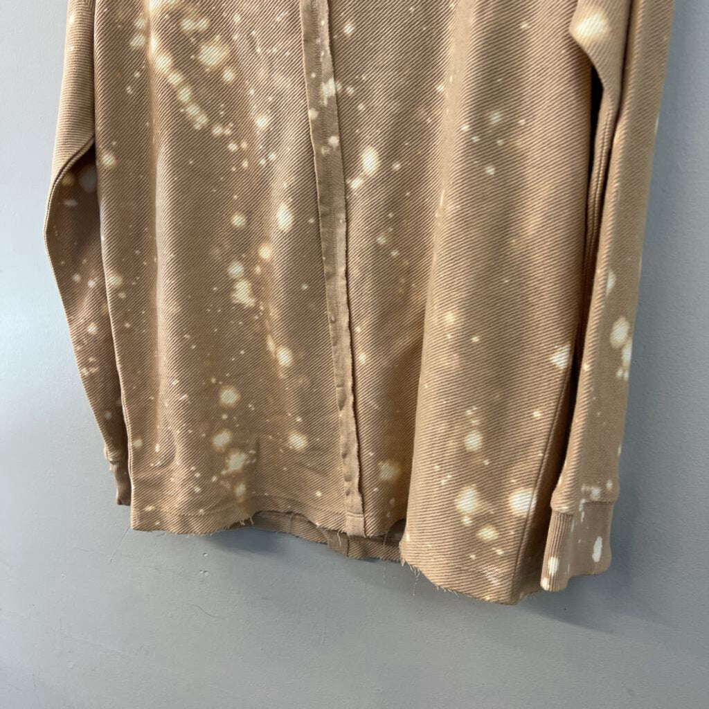 Wonderly Brown/ White Acid Wash Long Sleeve Top Small