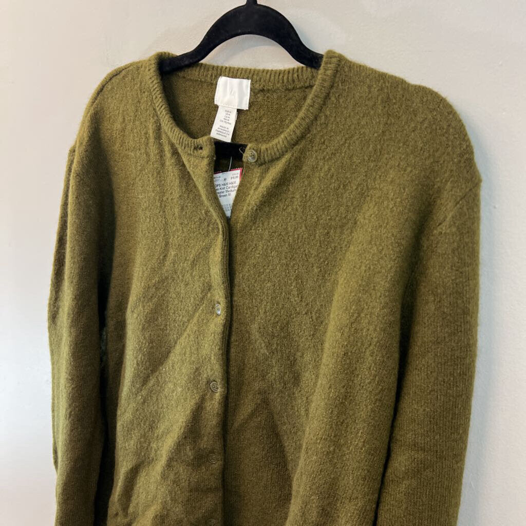 H&M Green Knit Cardigan Sweater Medium