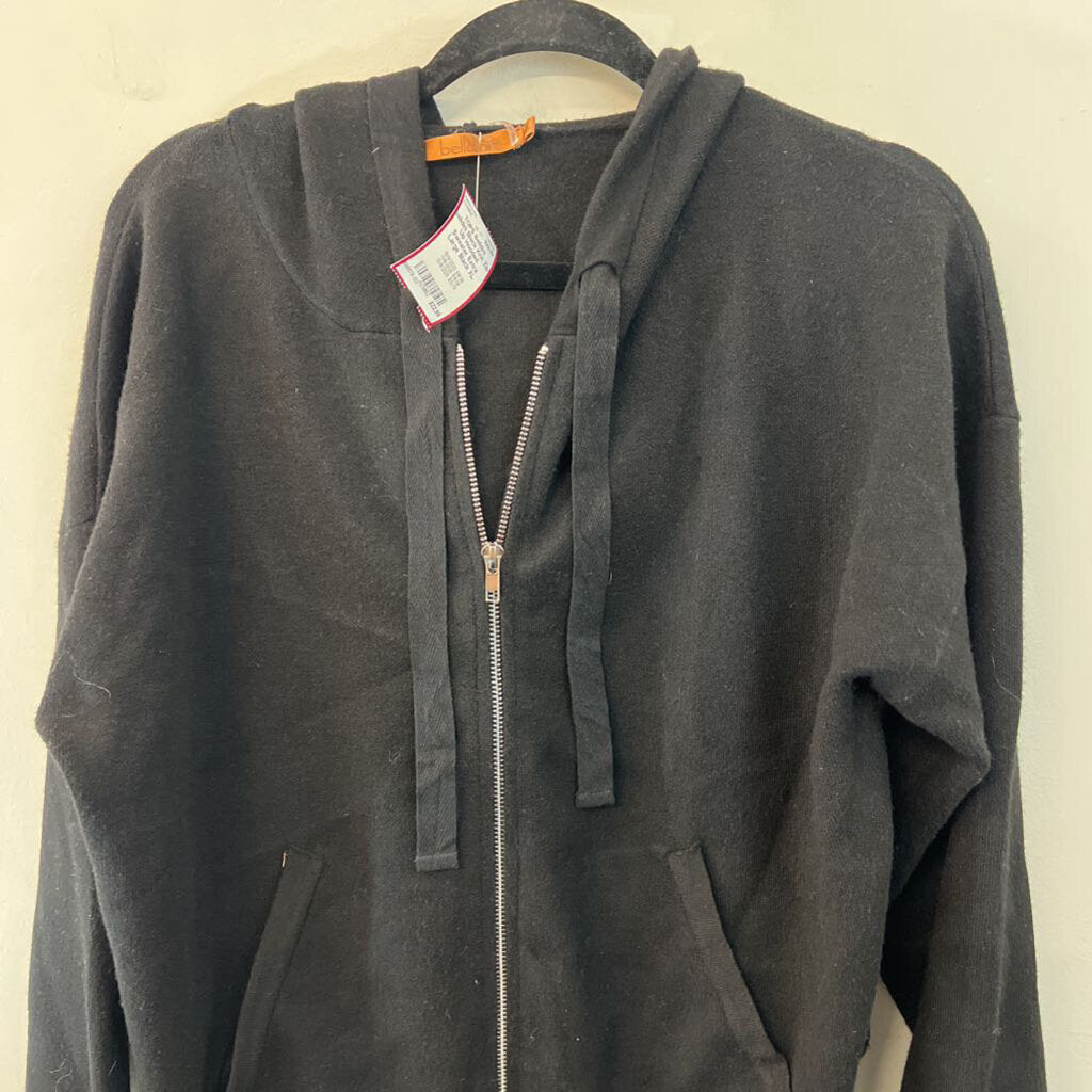 belldini Black Knit Zip Up Hooded Sweater Extra Large