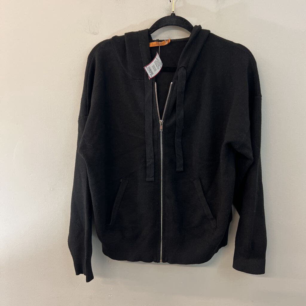 belldini Black Knit Zip Up Hooded Sweater Extra Large