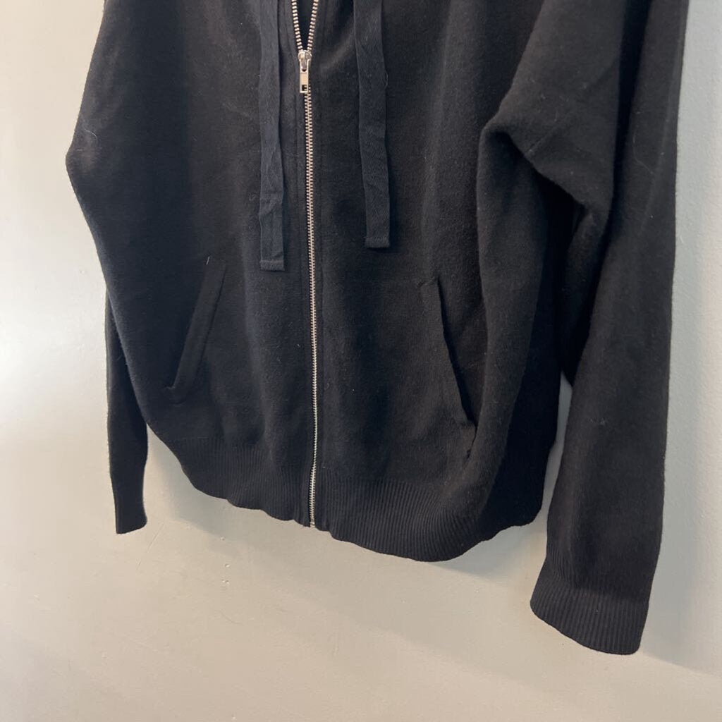 belldini Black Knit Zip Up Hooded Sweater Extra Large