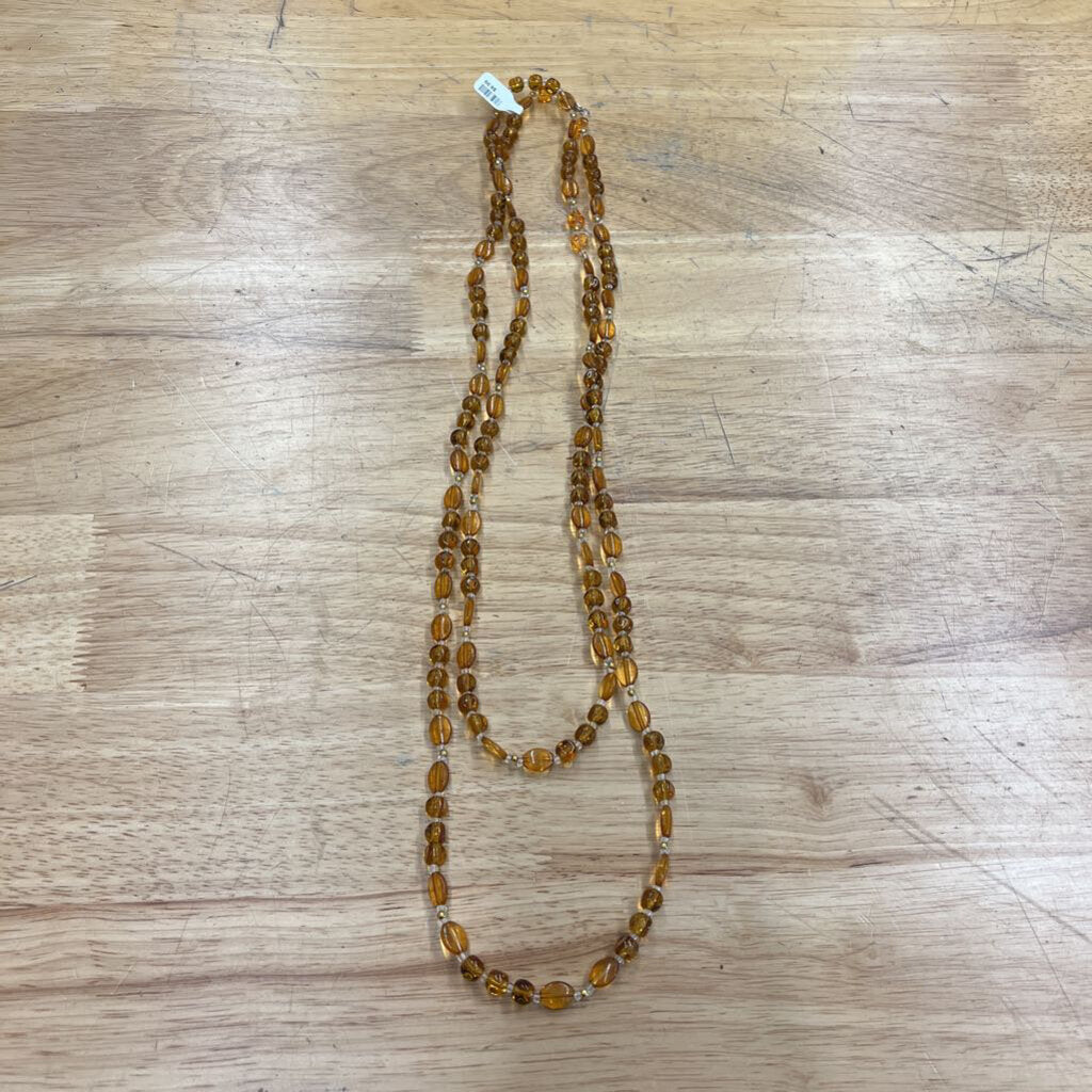 Amber Beaded Long Necklace