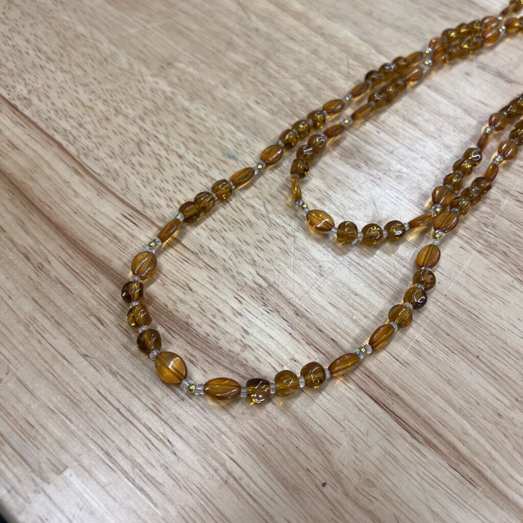 Amber Beaded Long Necklace