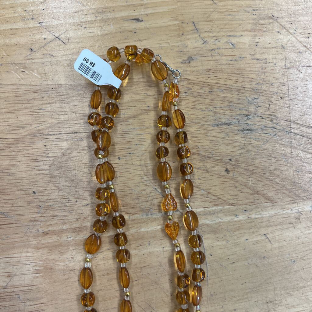 Amber Beaded Long Necklace