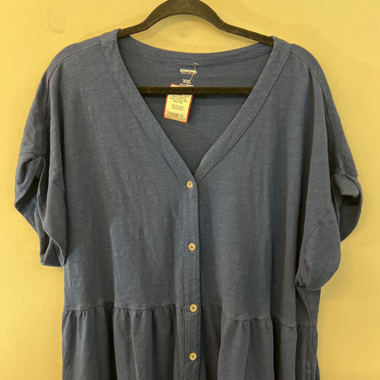 Sonoma Blue Short Sleeve Button Down Dress XXL
