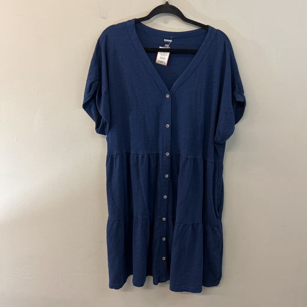 Sonoma Blue Short Sleeve Button Down Dress XXL