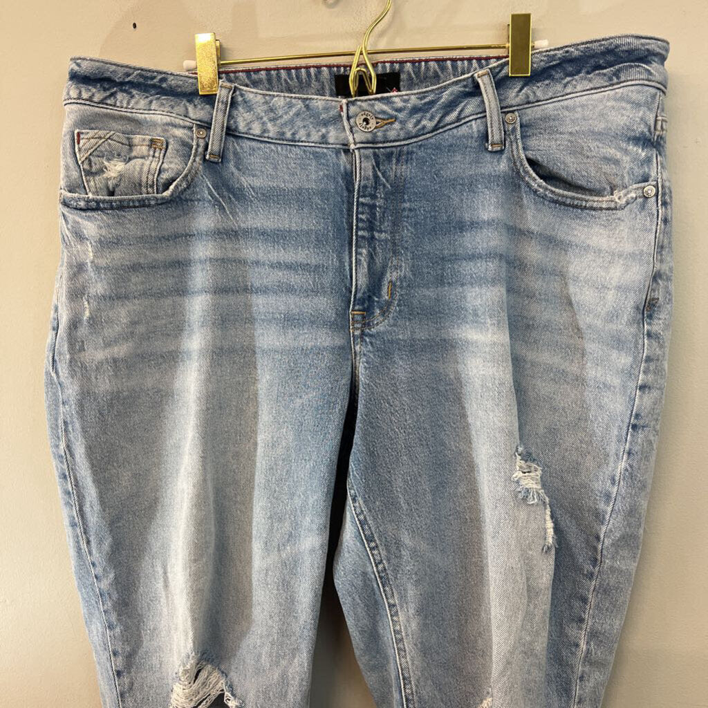 Edgely Light Wash Distressed Straight Leg Jeans 18W Short