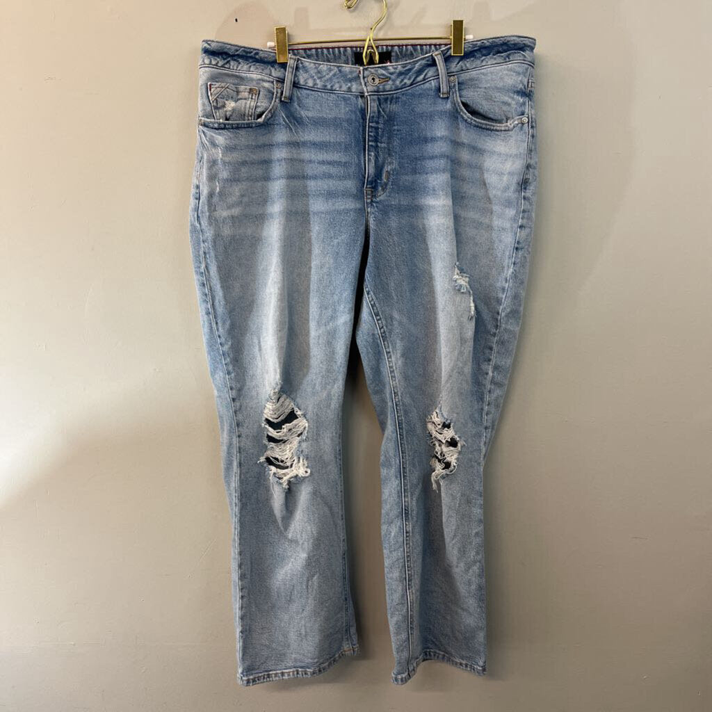 Edgely Light Wash Distressed Straight Leg Jeans 18W Short