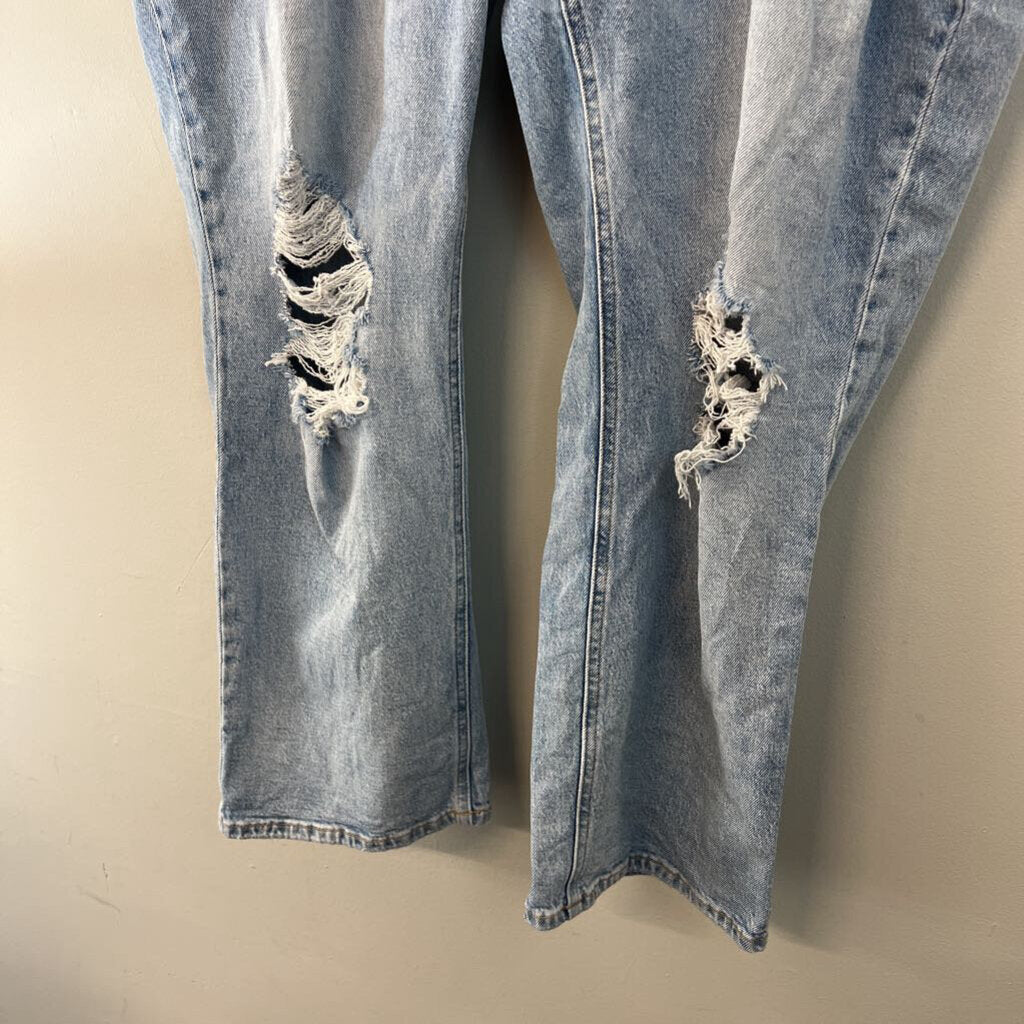Edgely Light Wash Distressed Straight Leg Jeans 18W Short