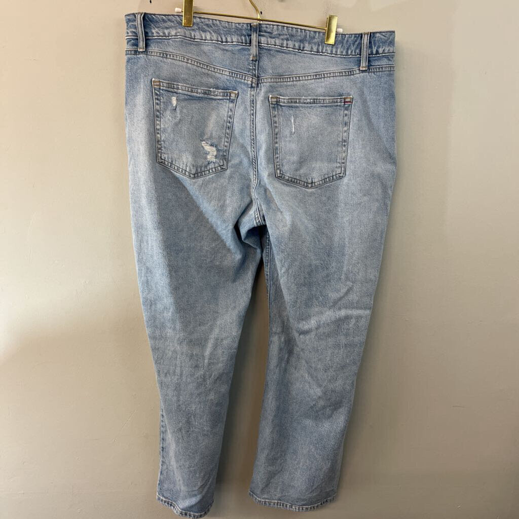 Edgely Light Wash Distressed Straight Leg Jeans 18W Short