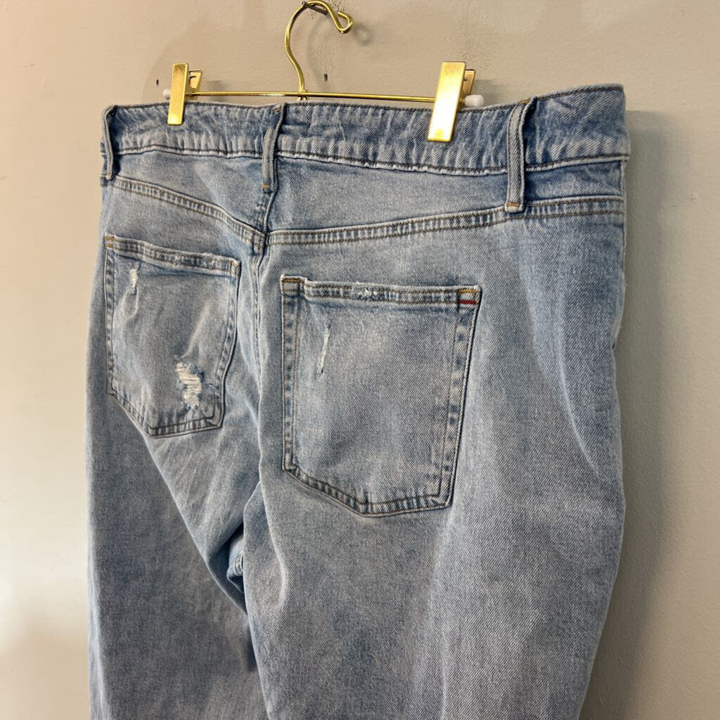 Edgely Light Wash Distressed Straight Leg Jeans 18W Short